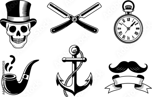 Mystical Tattoo Symbols Collection – Celestial Eyes, Moon, Sword, Moth & Sacred Sigils