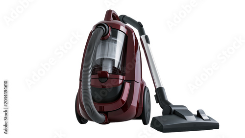 Cuadro en lienzo Maroon cylinder vacuum cleaner with hose and floor head