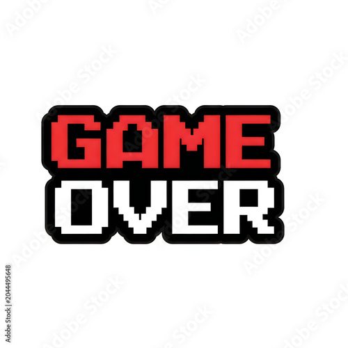Retro pixel art logo for game over text