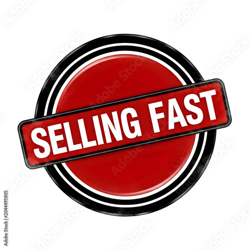 Red badge indicating items selling fast in a hurry