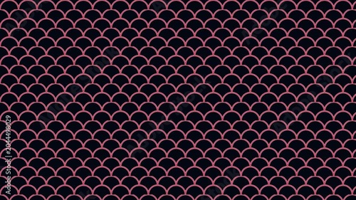 Pink neon fish scale pattern background animation motion graphic featuring repetitive geometric shapes that create a mesmerizing fluid visual effect