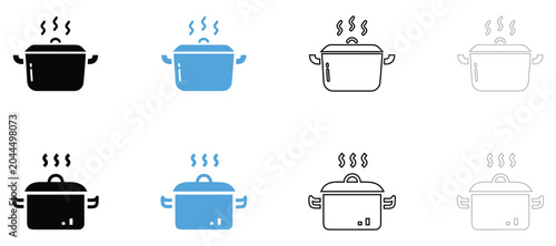 Fotografia Cooking pot vector icon, kitchen appliance cooking pot symbol vector, silhouette