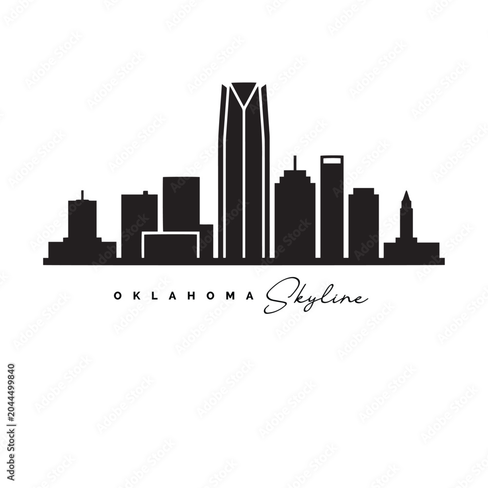 Fototapeta premium Oklahoma City Skyline Silhouette Icon with Modern Urban Landmarks
