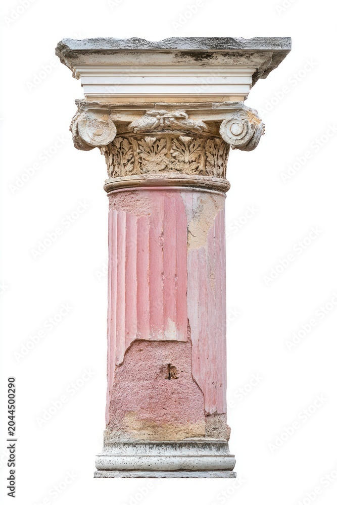 Fototapeta premium Pink Greek ancient column architecture pillar corinthian.