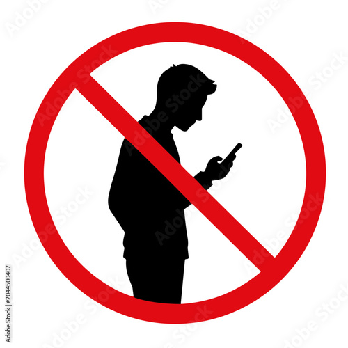 Obraz na plátně icon playing with cellphones is prohibited vector illustration