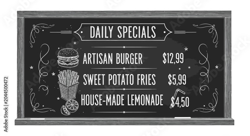 Εκτύπωση καμβά Daily specials menu board with food.