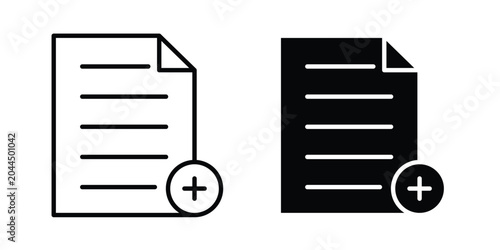 Tableau sur toile Add document icon stroke and solid black editable vectors