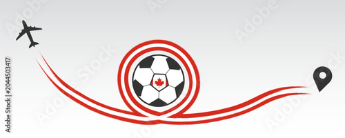 Concept of a World Football Championship 2026. Design of a stylish background for the soccer championship. Vector realistic 3d ball and flag of  Canada brush strock. Element for your design. EPS 10 