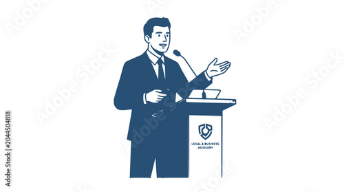 Konstfotografi Man giving presentation at podium with microphone