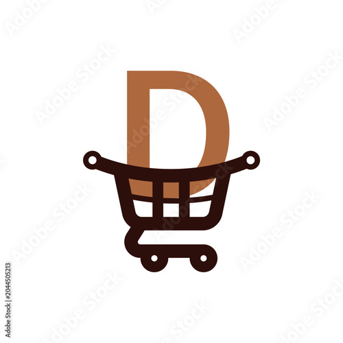 Shopping Cart Logo With Letter D — E‑commerce Icon For Retail, Brand, Web And App Use