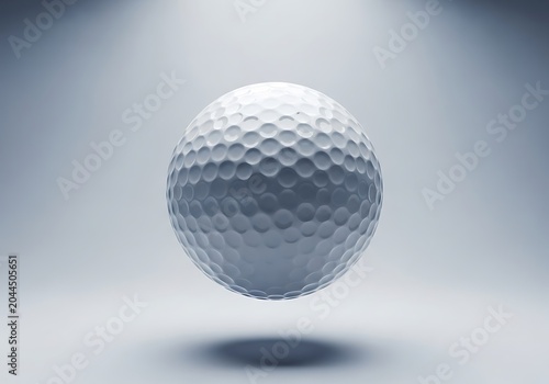 Floating golf ball in minimalist studio setting with soft gradient background
