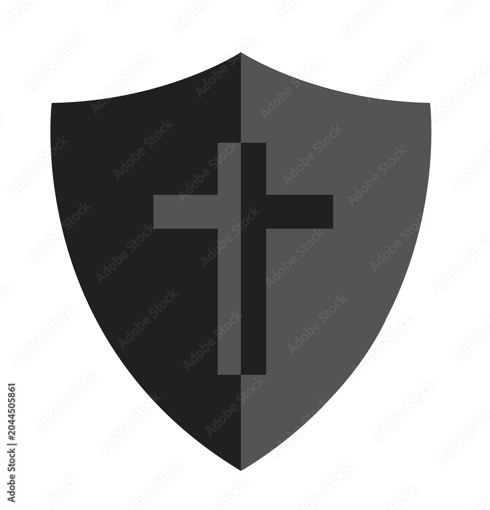 Fototapeta premium Christian Cross Symbol on Shield Icon