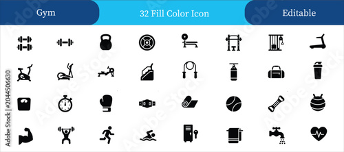 Fotografia 32 fill color icon set for gym and fitness design