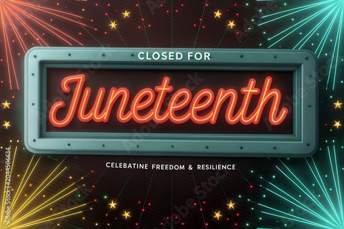 Closed for Juneteenth Holiday Business Closure Announcement Banner, We Will Be Closed for Juneteenth Freedom Day Celebration Notice, Juneteenth Closure Sign Background for Store Office and Business Ho