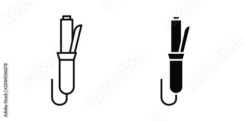Quadro em tela Hair curler icon stroke and solid black editable vectors