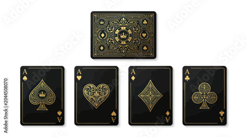 Photos Luxury Ace Playing Cards and Deck Box - Gold and Black Design