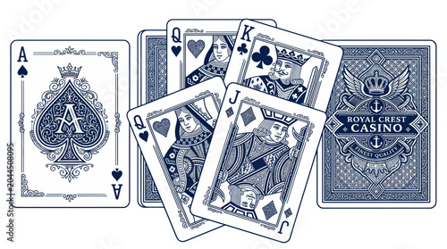 Konstfotografi Playing Cards Ace of Spades, Royal Flush, King, Queen, Jack