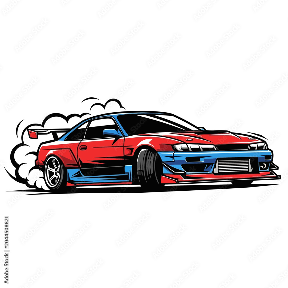 Naklejka premium Drifting Car, Smoke, Sports, Speed