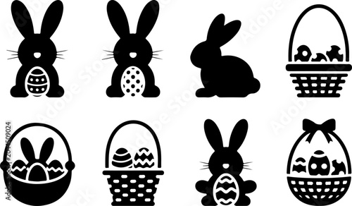 Easter Bunny Silhouette Collection Vector Set