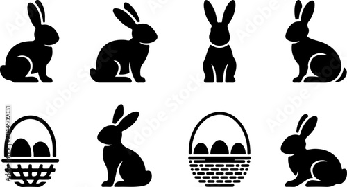 Easter Bunny Silhouette Collection Vector Set