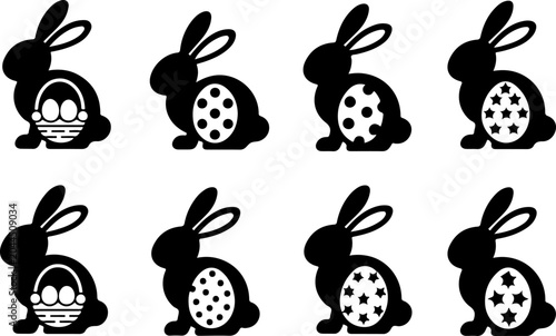 Easter Bunny Silhouette Collection Vector Set