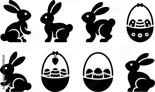 Easter Bunny Silhouette Collection Vector Set