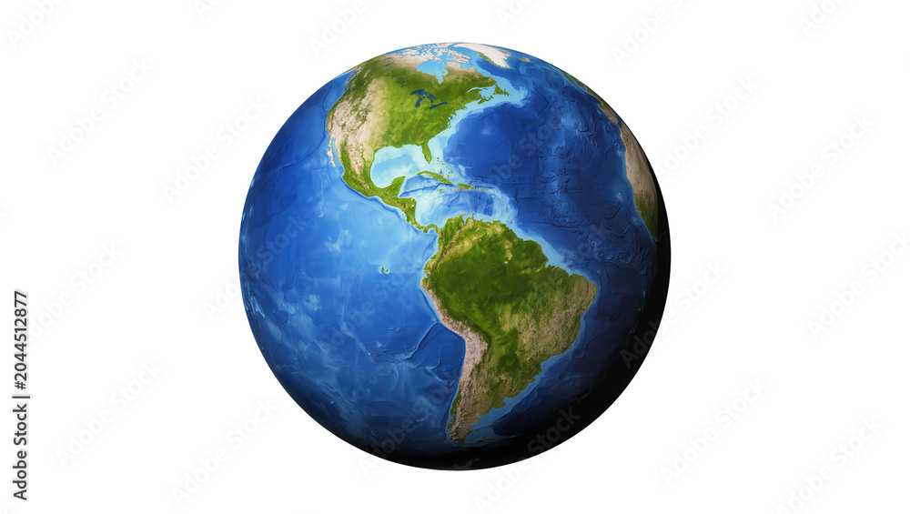 Fototapeta premium Planet Earth with visible continents and oceans