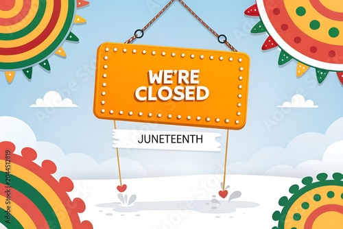 Juneteenth Closed Sign, We're Closed Juneteenth, Juneteenth Holiday Closure, Festive Juneteenth Sign, Business Closed Juneteenth