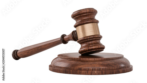 Fotografía Wooden judge gavel and sounding block with brass band