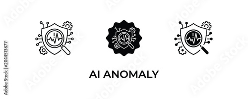 Billede på lærred AI Anomaly Detection Icon Set – Artificial Intelligence Monitoring, Threat Analy