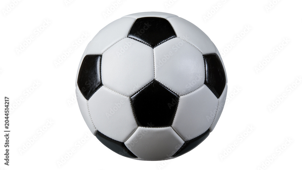 Fototapeta premium Classic black and white soccer ball with pentagonal panels