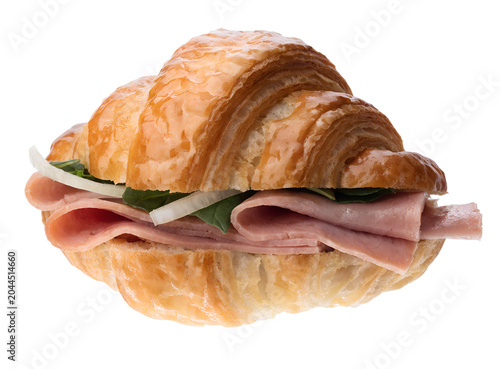 ham croissant sandwich isolated on white background cafe sandwich