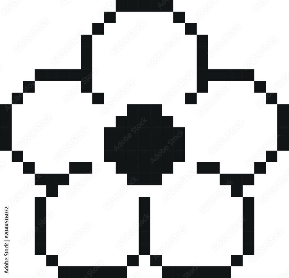 Obraz premium Daisy flower black and white pixel art vector icon, retro 8 bit video game floral outline design element, blossom plant