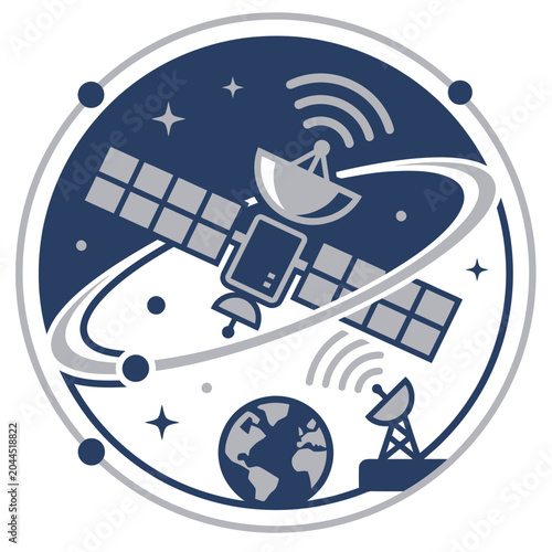 Schilderij op canvas Satellite technology for it server connectivity and global network