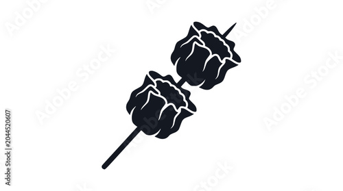 Photos Asian street food icon featuring dim sum on skewer.