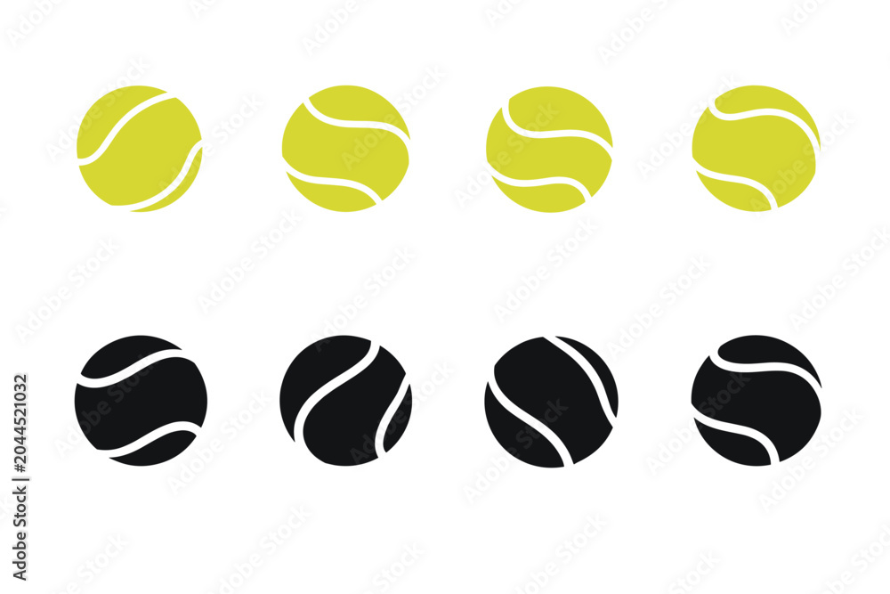Fototapeta premium Unique Tennis Ball Silhouette Icons Set