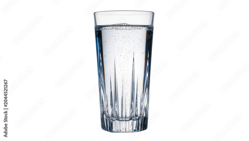 Fototapeta premium Tall glass of sparkling water with bubbles