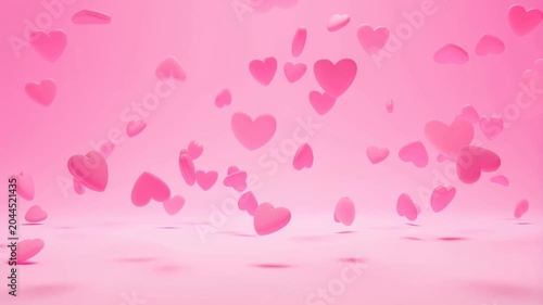 Floating pink hearts on a soft pink background. Symbolizing love, romance, and affection for celebrations and special occasions