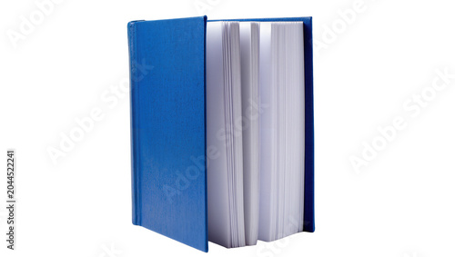Photos Blue hardcover book with blank white pages