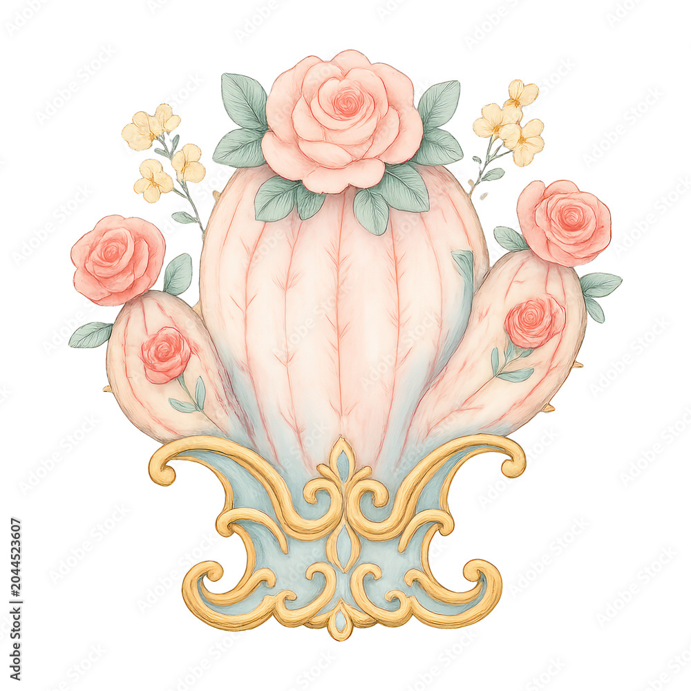 Obraz premium PNG Elegant floral cactus illustration