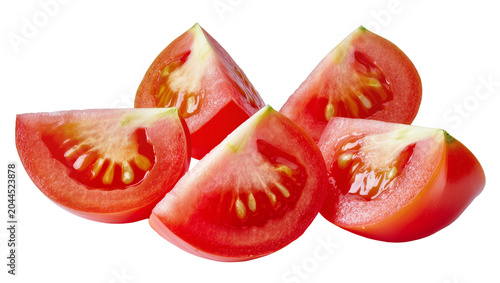 Photos Fresh tomato wedges with seeds and pulp