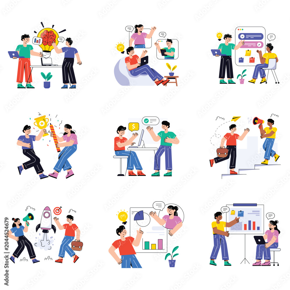 Fototapeta premium Teamwork vector illustration set 01