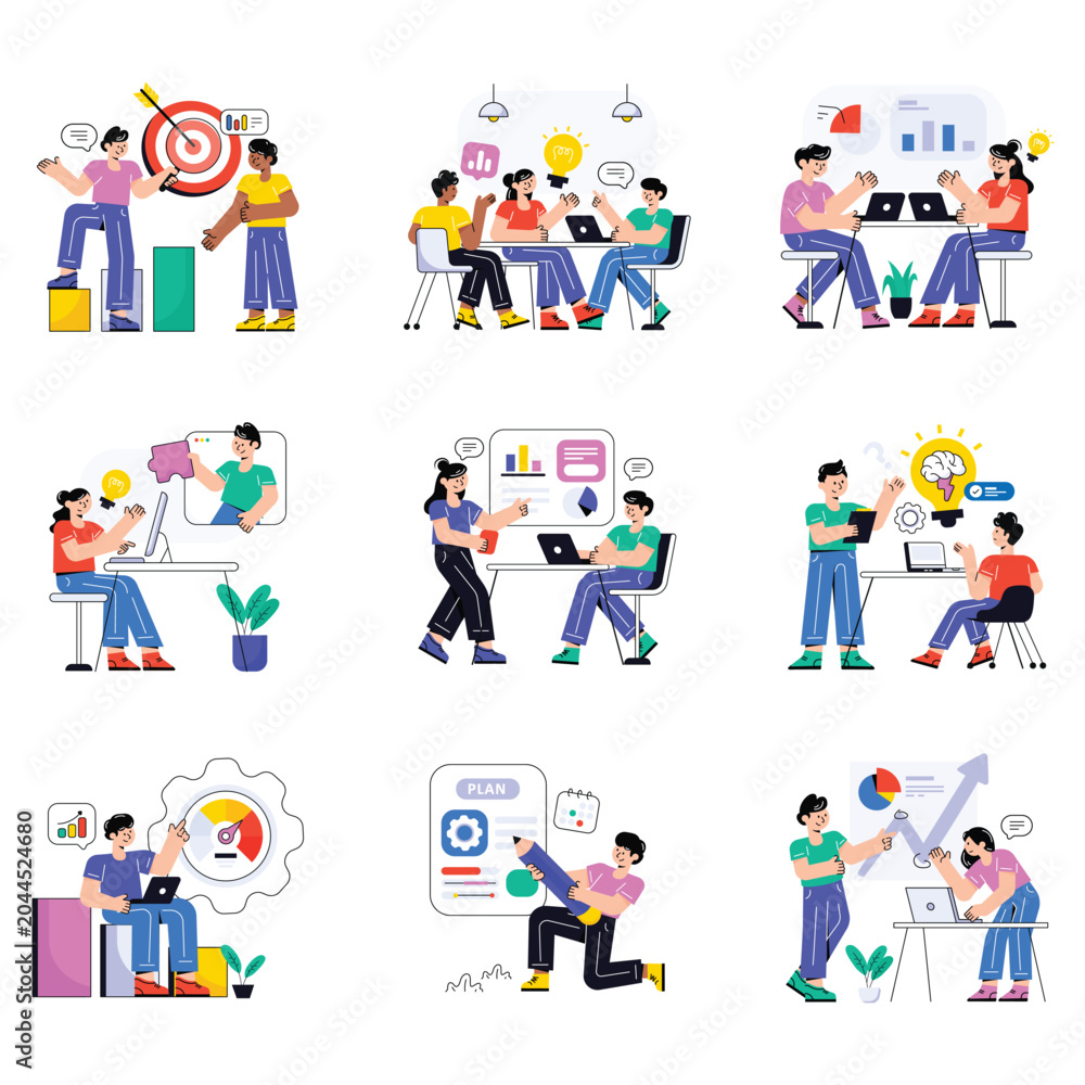 Fototapeta premium Teamwork vector illustration set 02