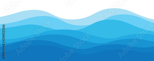 Sea waves pattern. Water wave abstract design. Blue ocean wave layer. Vector
