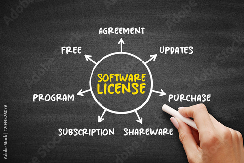 Tablou pe pânză Software License diagram showing agreement, purchase, updates, subscription, pro