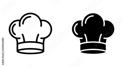 Fotografie Chef Hat Icons, Culinary Headwear Vector Graphics, Professional Kitchen Toque Sy