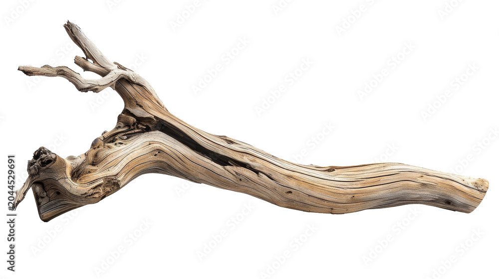 Fototapeta premium Driftwood branch on white background