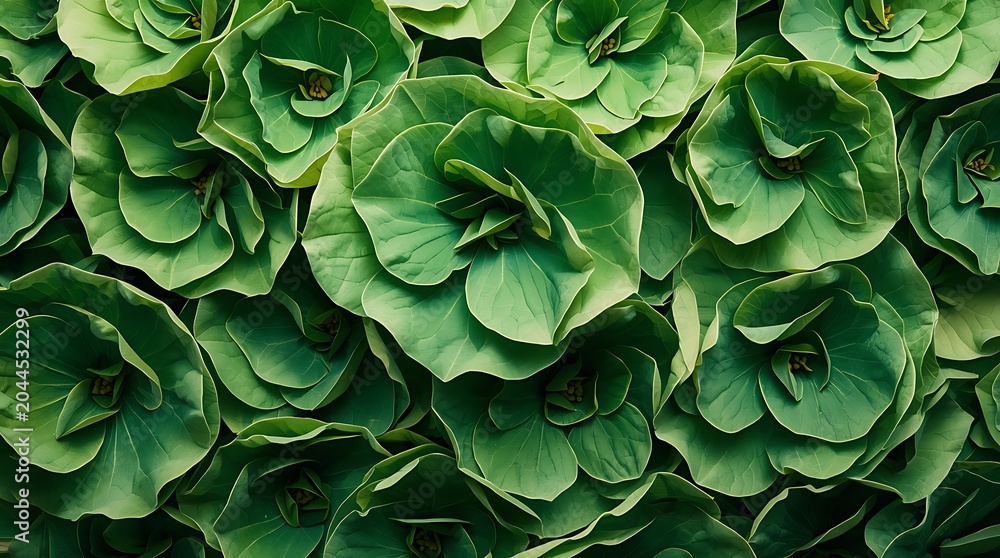 Fototapeta premium Vibrant Green Plant Leaves Forming a Natural Pattern.