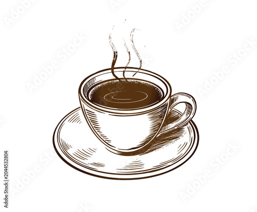 Coffee cup hand drawn on white	
