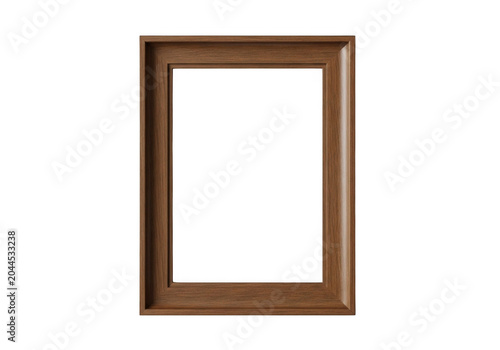 Rectangular wooden frame with a simple border, isolated against a solid black background, front view